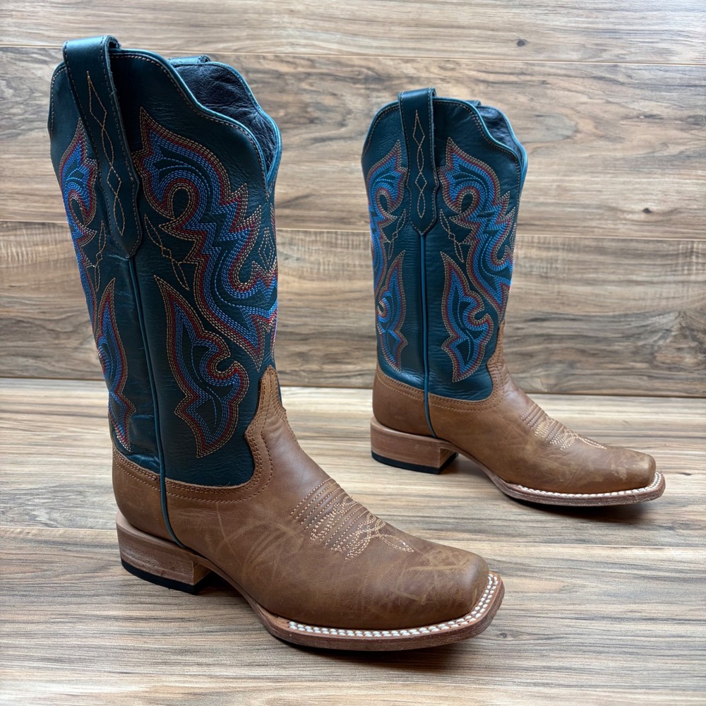 JB Dillon Reserve Womens 6B Blue Brown 11" Square Toe Western Boots JBRP2309B